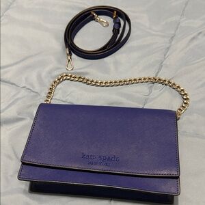 Kate Spade Royal Blue Crossbody Bag with silver chain/like new condition